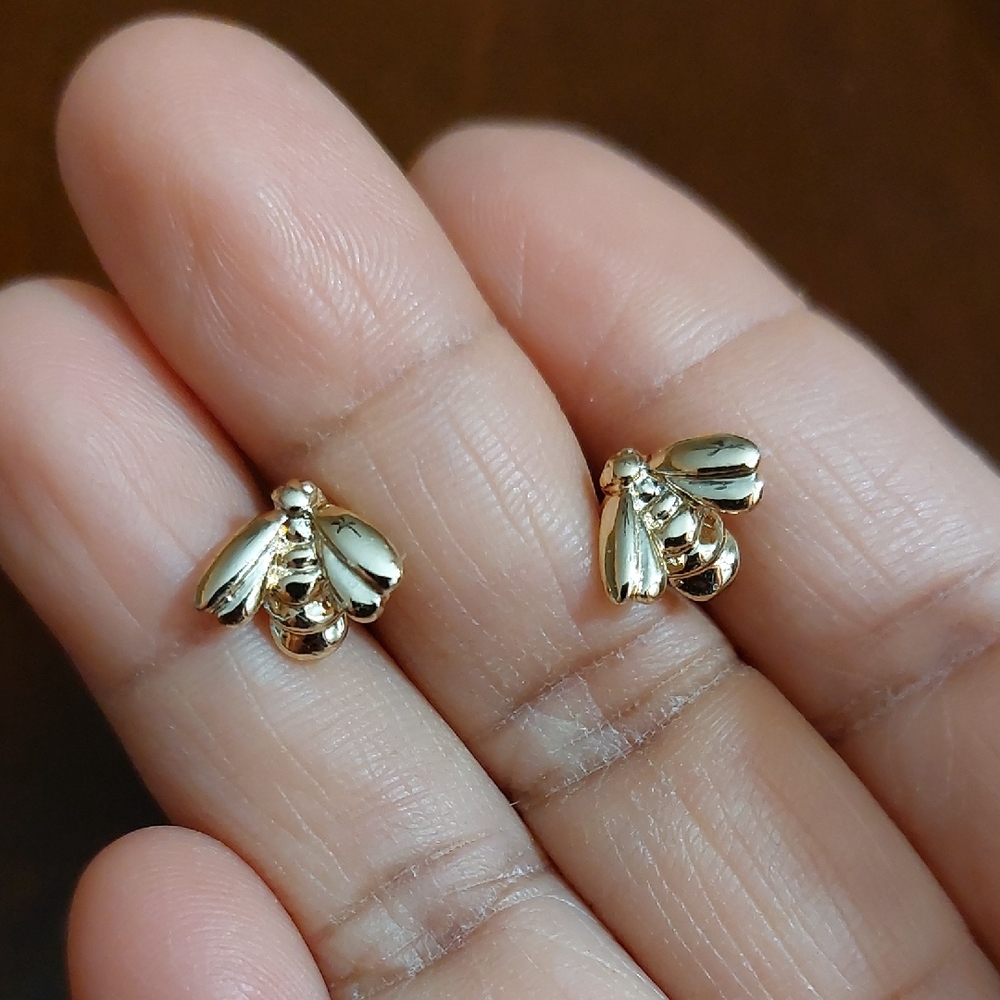 Miniature Bee Gold Tone Lapel Tack Pins Set Of 2